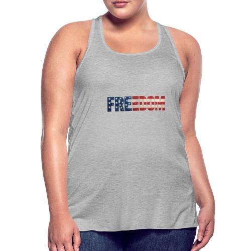 Freedom American Flag Distressed Patriotic Shirt - Women's Flowy Tank Top by Bella