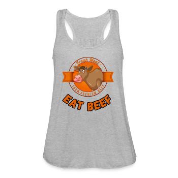 Eat American Beef - Women's Flowy Tank Top by Bella - heather gray - Front - Julia (174cm)