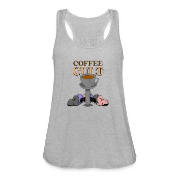 Coffee Cult - Women's Flowy Tank Top by Bella - heather gray - Front - Julia (174cm)