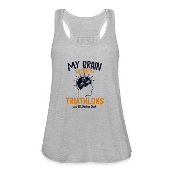 My Brain is 95% Triathlons Triathlete Training - Women's Flowy Tank Top by Bella - heather gray - Front - Julia (174cm)