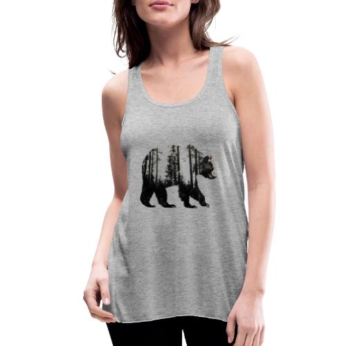 Evergreen Bear Silhouette - Women's Flowy Tank Top by Bella