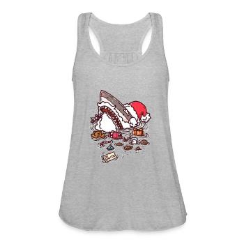 Jolly St Nick Shark - Women's Flowy Tank Top by Bella - heather gray - Front - Julia (174cm)