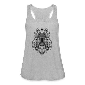Occult Tower Demon – Gothic Dark Symmetry Art - Women's Flowy Tank Top by Bella - heather gray - Front - Julia (174cm)