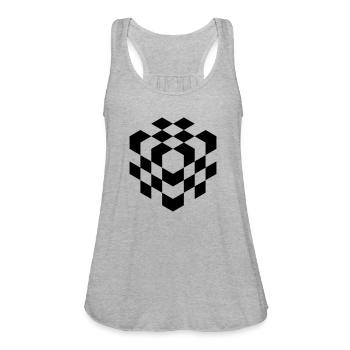 Checkered Cube - Women's Flowy Tank Top by Bella - heather gray - Front - Julia (174cm)