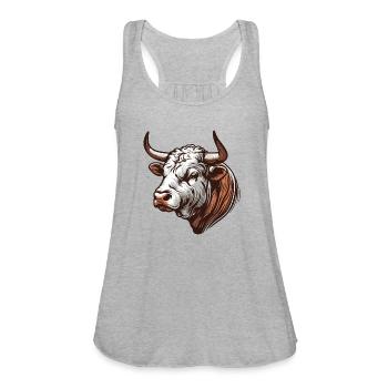 Bull - Women's Flowy Tank Top by Bella - heather gray - Front - Julia (174cm)