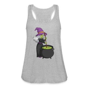 Witch, witch with cauldron, halloween - Women's Flowy Tank Top by Bella - heather gray - Front - Julia (174cm)