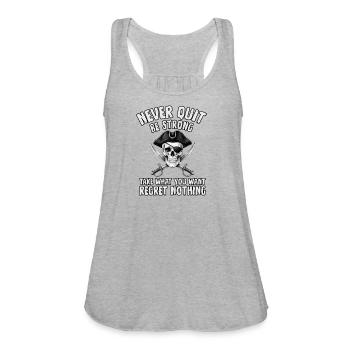 Never Quit Pirate Skull Motif - Women's Flowy Tank Top by Bella - heather gray - Front - Julia (174cm)