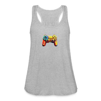 PS Joystick Colored - Women's Flowy Tank Top by Bella - heather gray - Front - Julia (174cm)