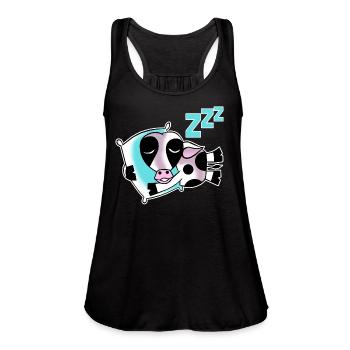 sleepy cow, sleeping cow - Women's Flowy Tank Top by Bella - black - Front - Julia (174cm)