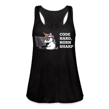 Code Horn Sharp Unicorn - Women's Flowy Tank Top by Bella - black - Front - Julia (174cm)
