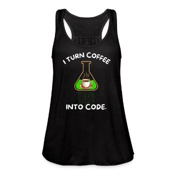 Code Brew: I Turn Coffee Into Code - Women's Flowy Tank Top by Bella - black - Front - Julia (174cm)