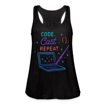 Code Cast Neon Spell - Women's Flowy Tank Top by Bella - black - Front - Julia (174cm)