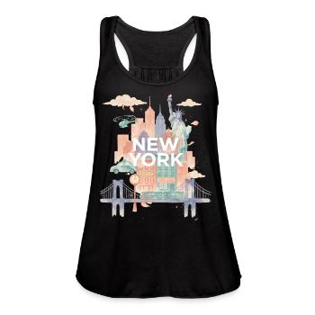 Pastel NYC Skyline - Débardeur fluide pour femmes par Bella - noir - Devant - Julia (174cm)