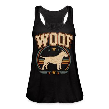 Woof Vintage Retro Bull Terrier Dog Lover - Women's Flowy Tank Top by Bella - black - Front - Julia (174cm)