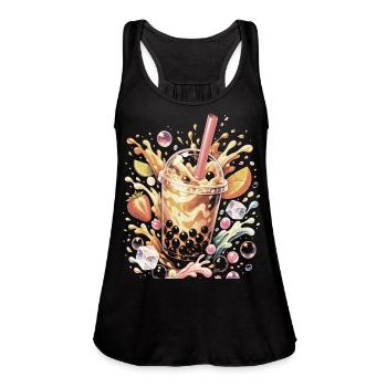 Bubble Tea Tapioca Beads Splash Art - Women's Flowy Tank Top by Bella - black - Front - Julia (174cm)