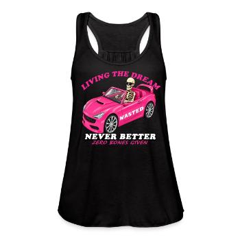 Funny Wasted Skeleton Pink Car  - Women's Flowy Tank Top by Bella - black - Front - Julia (174cm)
