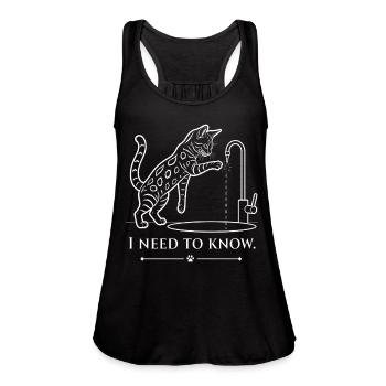 Curious Bengal Cat - Women's Flowy Tank Top by Bella - black - Front - Julia (174cm)
