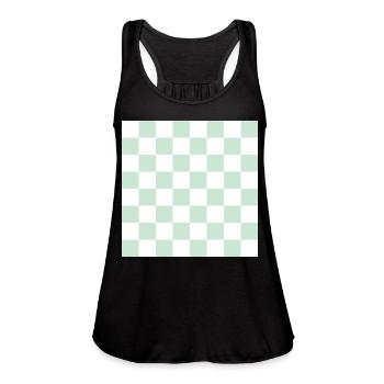 Green pastel checker rectangle background. - Women's Flowy Tank Top by Bella - black - Front - Julia (174cm)
