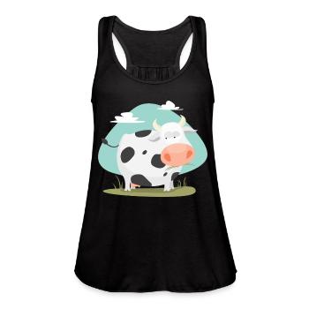 The Cow - Women's Flowy Tank Top by Bella - black - Front - Julia (174cm)