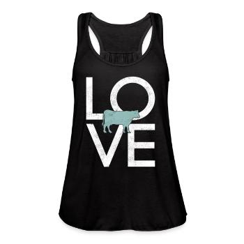 cow - Women's Flowy Tank Top by Bella - black - Front - Julia (174cm)