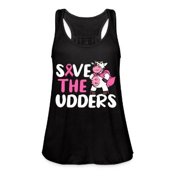 Save The Udders Cow Breast Cancer Awareness - Women's Flowy Tank Top by Bella - black - Front - Julia (174cm)
