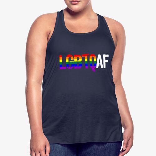 LGBTQ AF LGBTQ as Fuck Rainbow Pride Flag - Women's Flowy Tank Top by Bella