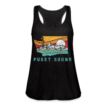 Puget Sound Washington Outdoors Moains - Women's Flowy Tank Top by Bella - black - Front - Julia (174cm)