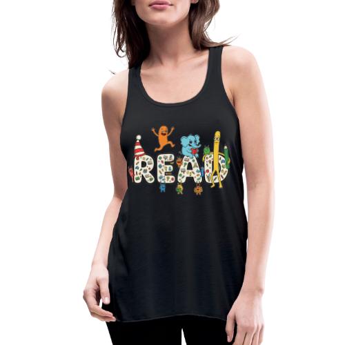 Whimsical READ Kids Cartoon - Women's Flowy Tank Top by Bella