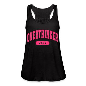 Overthinker 24/7 Funny Mental Loop Design - Women's Flowy Tank Top by Bella - black - Front - Julia (174cm)