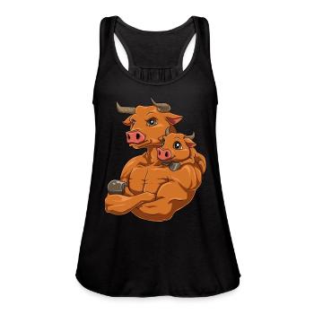 Strong Bull with Baby Bull for a Bull lover - Women's Flowy Tank Top by Bella - black - Front - Julia (174cm)