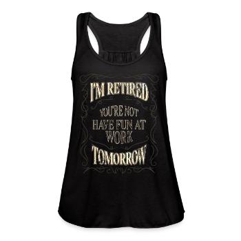 Retirement gift idea for Congratulations Retired - Women's Flowy Tank Top by Bella - black - Front - Julia (174cm)