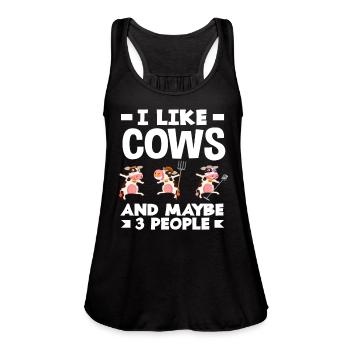 I Like Cows And Maybe Three People - Women's Flowy Tank Top by Bella - black - Front - Julia (174cm)