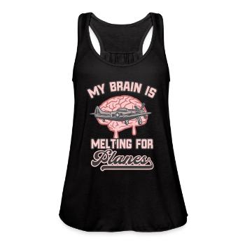 Airplane Lover Brain Melting For Plains - Women's Flowy Tank Top by Bella - black - Front - Julia (174cm)