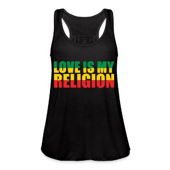 Love is my religion - Women's Flowy Tank Top by Bella - black - Front - Julia (174cm)