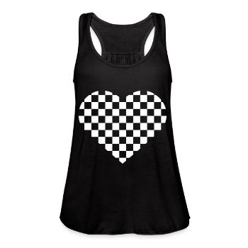 Checkered Heart - Women's Flowy Tank Top by Bella - black - Front - Julia (174cm)