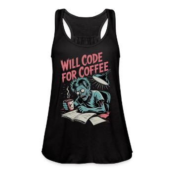 Code Zombie Craves Coffee - Women's Flowy Tank Top by Bella - black - Front - Julia (174cm)