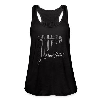 Pan Flute Oneline Art - Pan Flute Musical - Women's Flowy Tank Top by Bella - black - Front - Julia (174cm)