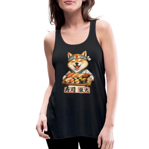 Funny Shiba Inu Sushi Kawaii Dog Tee - Women's Flowy Tank Top by Bella