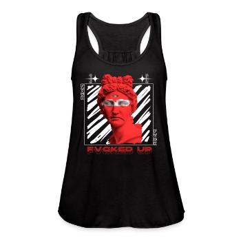 Statue Streetwear Design - Women's Flowy Tank Top by Bella - black - Front - Julia (174cm)