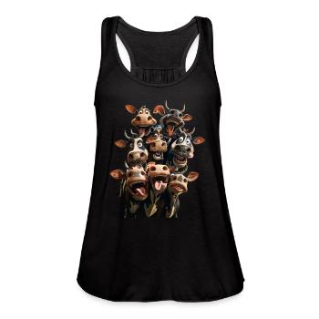Cows - Women's Flowy Tank Top by Bella - black - Front - Julia (174cm)