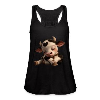 Cow - Women's Flowy Tank Top by Bella - black - Front - Julia (174cm)