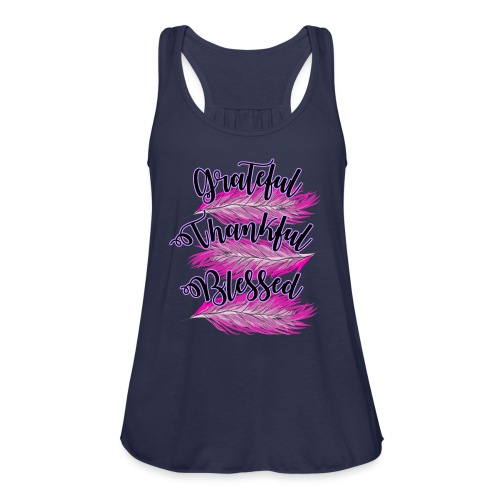 pink feathers grateful thankful blessed - Women's Flowy Tank Top by Bella
