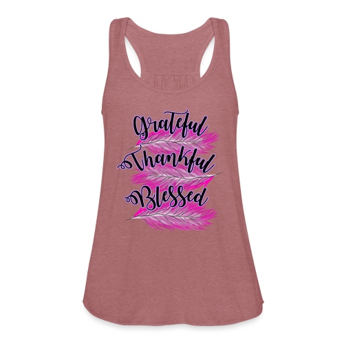 pink feathers grateful thankful blessed - Women's Flowy Tank Top by Bella