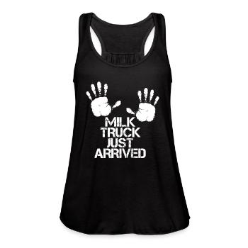 Milk Funny Milk Truck - Women's Flowy Tank Top by Bella - black - Front - Julia (174cm)