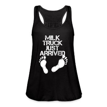 Milk Funny Milk Truck - Women's Flowy Tank Top by Bella - black - Front - Julia (174cm)