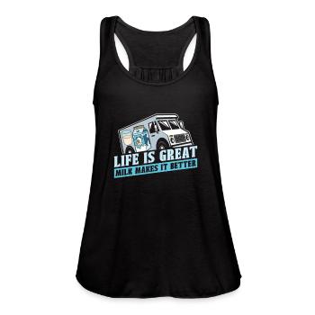 Milk Milkman Milk Truck - Women's Flowy Tank Top by Bella - black - Front - Julia (174cm)
