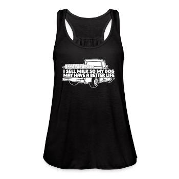 Milk Dog Milk Truck - Women's Flowy Tank Top by Bella - black - Front - Julia (174cm)