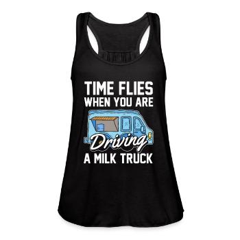 Milk Funny Milk Truck - Women's Flowy Tank Top by Bella - black - Front - Julia (174cm)