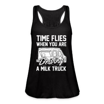 Milk Humor Milk Truck - Women's Flowy Tank Top by Bella - black - Front - Julia (174cm)