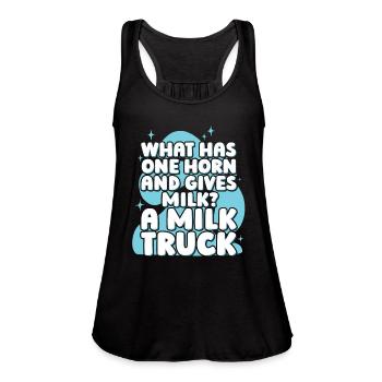 Milk Hilarious Milk Truck - Women's Flowy Tank Top by Bella - black - Front - Julia (174cm)
